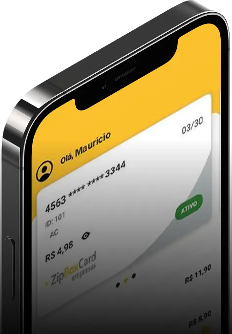 Tela do app ZipBoxCard